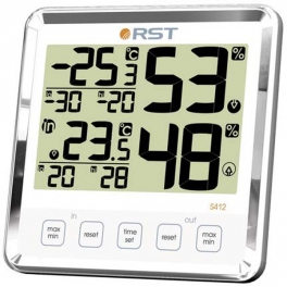 Термогигрометр (дом/улица, большой дисплей, белый) цифровой
