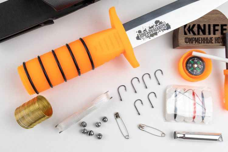 Нож "Survival Edge" оранж., с огновом (ст. German 4116)